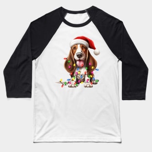 Christmas Basset Hound Baseball T-Shirt